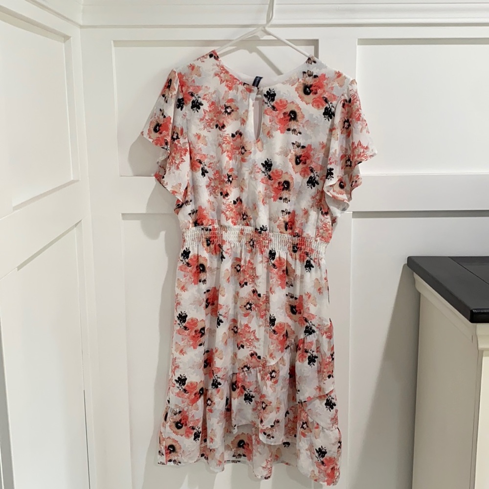 White and pink flowered dress